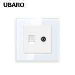 RJ45 + TV utičnica od stakla bijela CAT6 lan