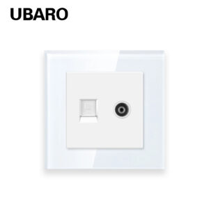 RJ45 + TV utičnica od stakla bijela CAT6 lan