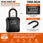 Viseci sef za kljuceve sa metalnom sifrom Large crni