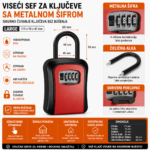 Viseci sef za kljuceve sa metalnom sifrom Large crveni