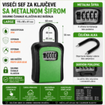Viseci sef za kljuceve sa metalnom sifrom Large zeleni
